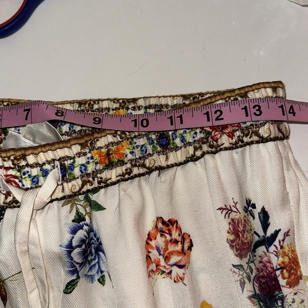 Camilla “Queens Bee Hive” Cream Linen Floral Print Wide-Leg Lounge Pants M - Picture 12 of 12